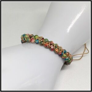 Marbled Double Beaded Adjustable Anklet Bracelet